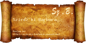 Sziráki Barbara névjegykártya